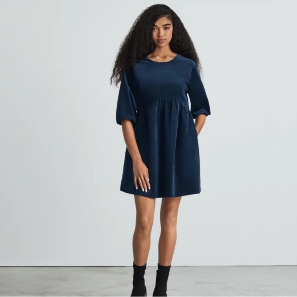 NWOT Everlane Corduroy Mini Dress, Navy, XS